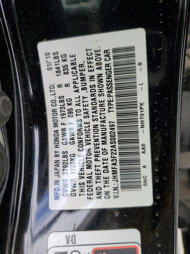 JHMFA3F22AS002497 2010 Honda Civic Hybrid