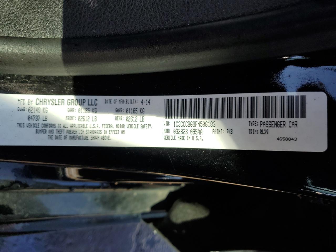 1C3CCCBG9FN506183 2015 Chrysler 200 S