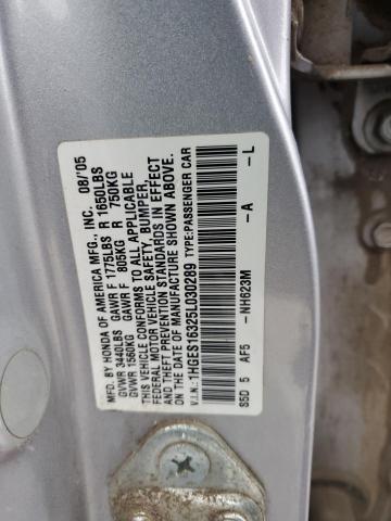 1HGES16325L030289 2005 Honda Civic Dx Vp