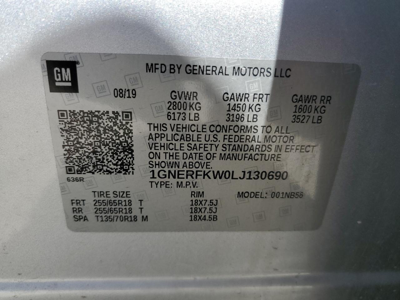 1GNERFKW0LJ130690 2020 Chevrolet Traverse Ls