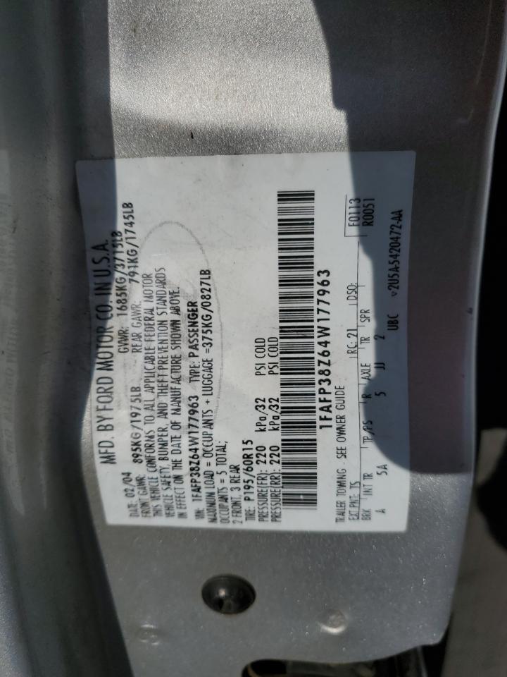 1FAFP38Z64W177963 2004 Ford Focus Zts