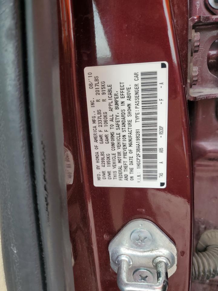 1HGCP2F38AA198281 2010 Honda Accord Lx