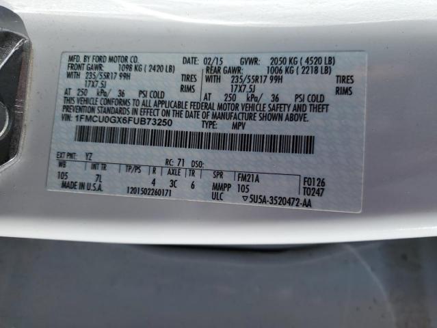 2015 Ford Escape Se VIN: 1FMCU0GX6FUB73250 Lot: 50849184