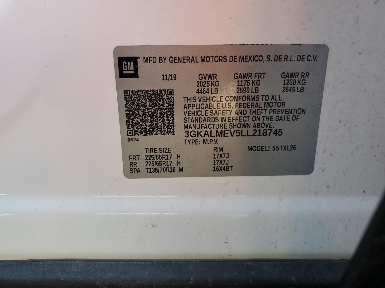 3GKALMEV5LL218745 2020 GMC Terrain Sle