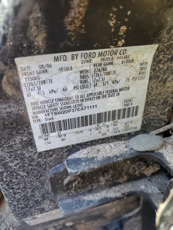 1FTSW20P37EA71111 2007 Ford F250 Super Duty
