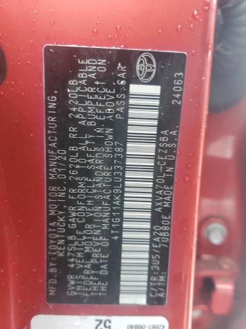 2020 Toyota Camry Se VIN: 4T1G11AK9LU337387 Lot: 46207284