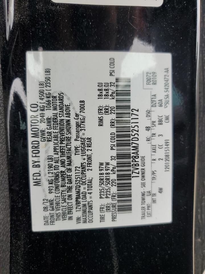 1ZVBP8AM7D5251172 2013 Ford Mustang