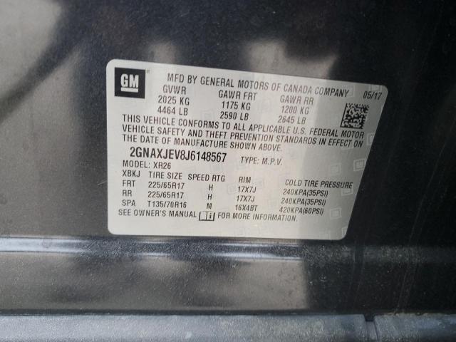 2018 Chevrolet Equinox Lt VIN: 2GNAXJEV8J6148567 Lot: 51312254