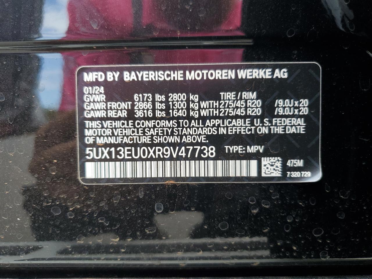 5UX13EU0XR9V47738 2024 BMW X5 Sdrive 40I