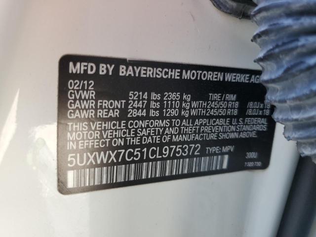 5UXWX7C51CL975372 | 2012 BMW x3 xdrive35i