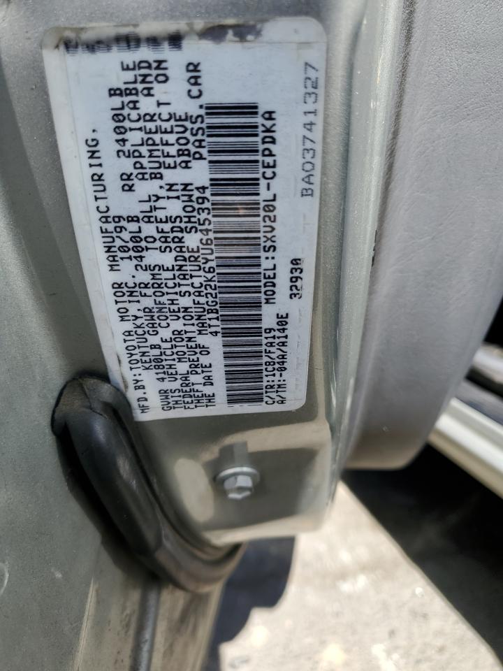 4T1BG22K6YU645394 2000 Toyota Camry Ce