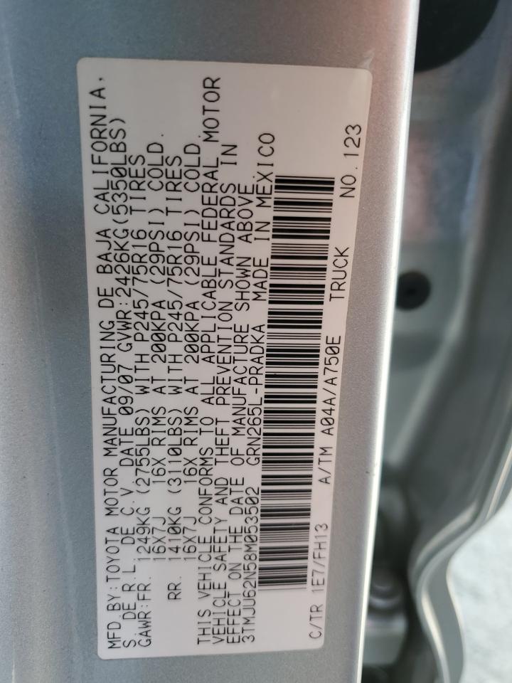 3TMJU62N58M053502 2008 Toyota Tacoma Double Cab Prerunner