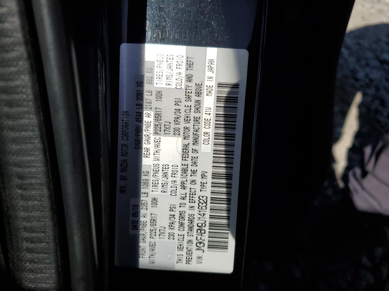 JM3KFABM9J1416323 2018 Mazda Cx-5 Sport