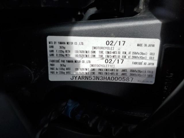 2017 YAMAHA FZ09 JYARN53N3HA000587