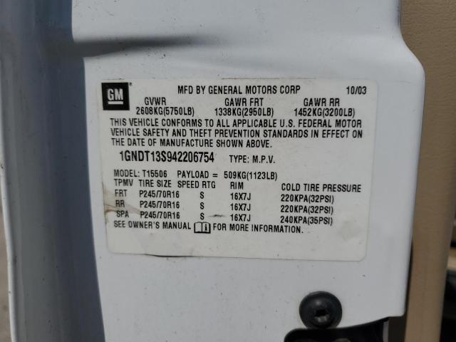 2004 Chevrolet Trailblazer Ls VIN: 1GNDT13S942206754 Lot: 52101464