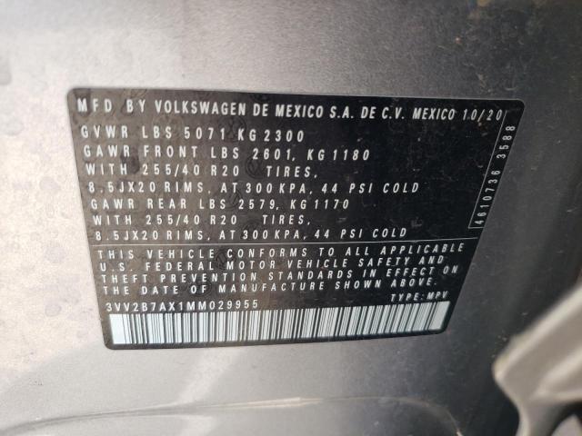 2021 Volkswagen Tiguan Se VIN: 3VV2B7AX1MM029955 Lot: 50937994