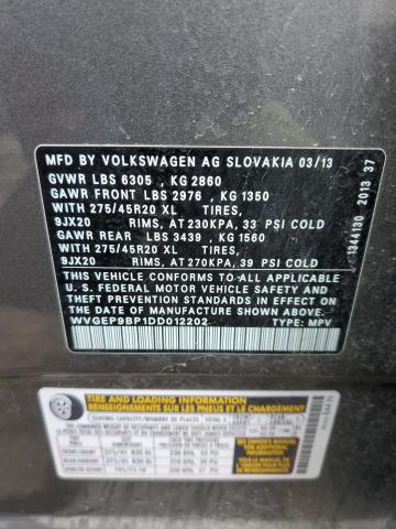 2013 Volkswagen Touareg V6 Tdi VIN: WVGEP9BP1DD012202 Lot: 49331244