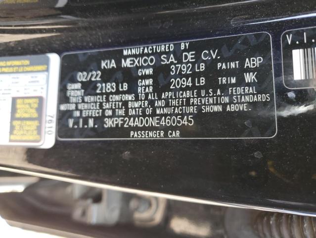 2022 Kia Forte Fe VIN: 3KPF24AD0NE460545 Lot: 51010714