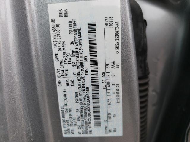 2022 Ford Escape Se VIN: 1FMCU0G6XNUA03060 Lot: 51915984