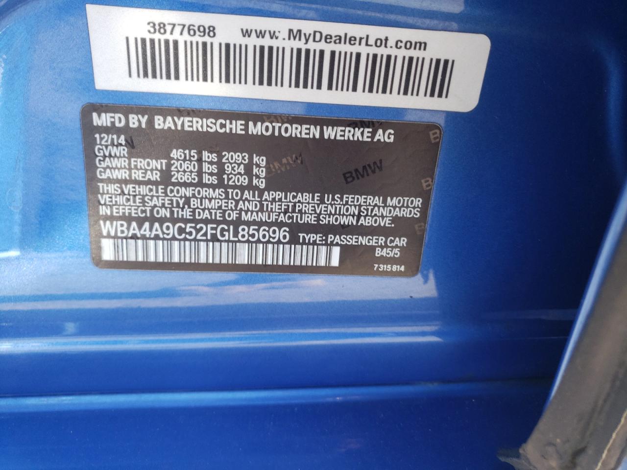 WBA4A9C52FGL85696 2015 BMW 428 I Gran Coupe Sulev