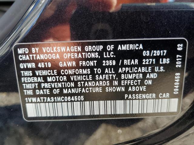 VIN 1VWAT7A31HC064505 2017 VOLKSWAGEN PASSAT no.12