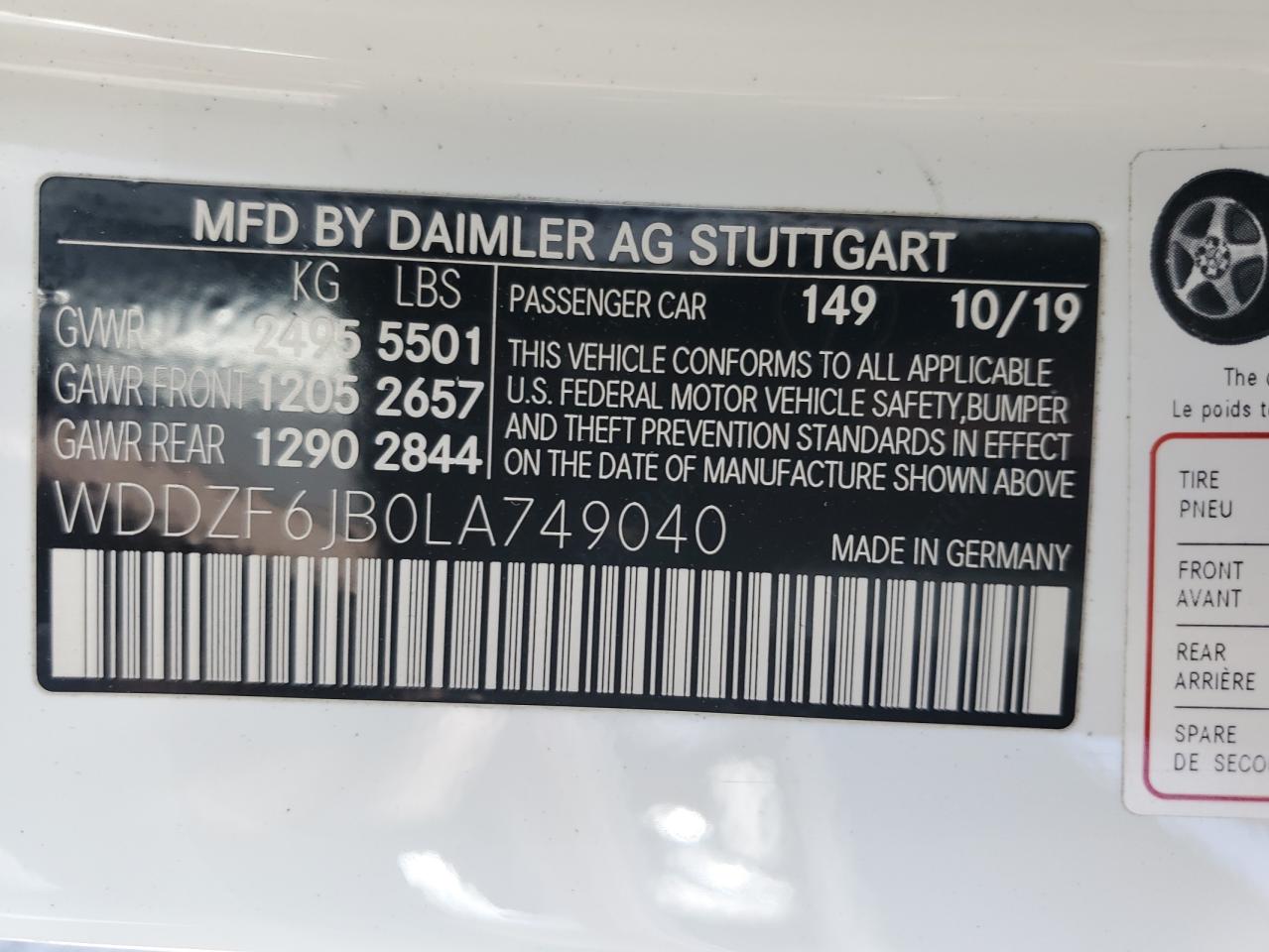 WDDZF6JB0LA749040 2020 Mercedes-Benz E 450 4Matic