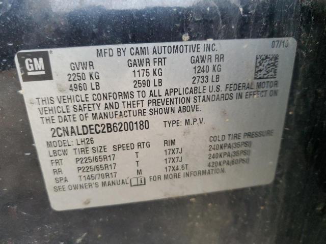 2011 Chevrolet Equinox Lt VIN: 2CNALDEC2B6200180 Lot: 50447814