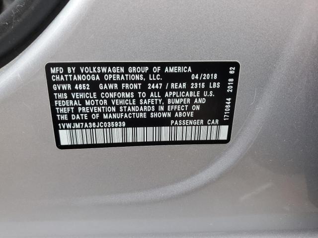 2018 VOLKSWAGEN PASSAT GT 1VWJM7A36JC035939