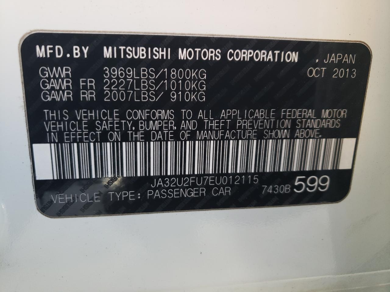 JA32U2FU7EU012115 2014 Mitsubishi Lancer Es/Es Sport