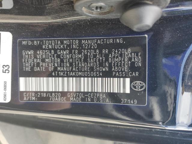 4T1KZ1AK0MU050654 | 2021 Toyota camry trd