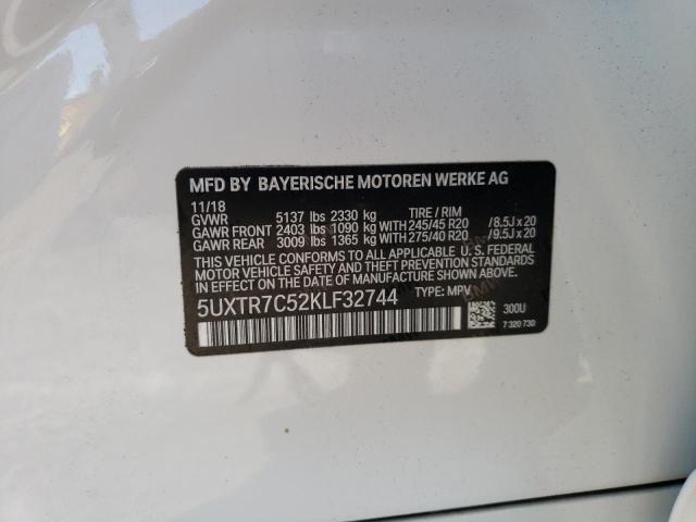 2019 BMW X3 Sdrive30I VIN: 5UXTR7C52KLF32744 Lot: 50986154