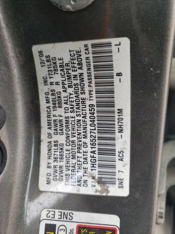 2007 Honda Civic Lx VIN: 1HGFA16527L040459 Lot: 48405504