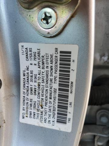 Lot #2475831062 2015 HONDA CIVIC SE salvage car