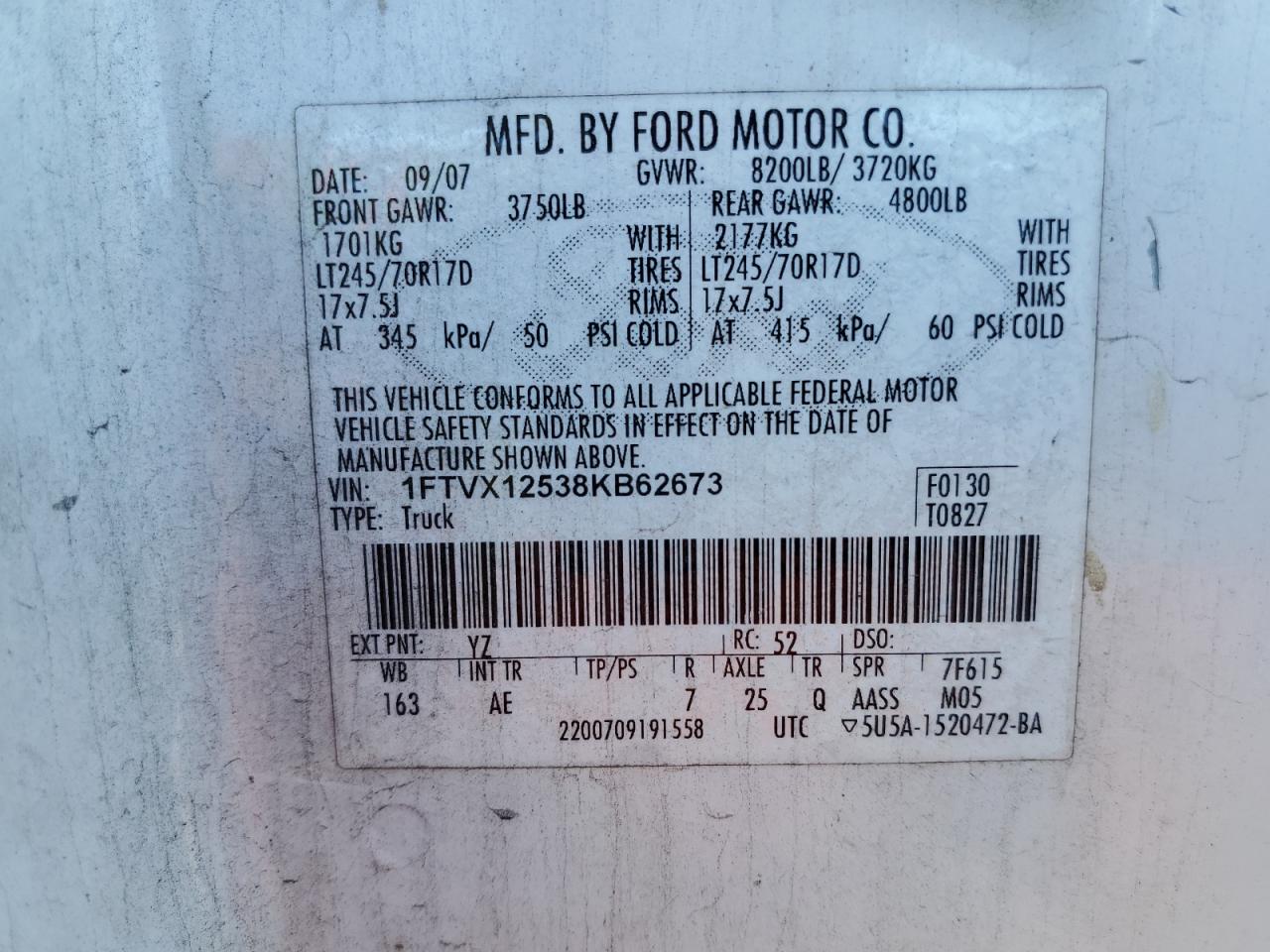 1FTVX12538KB62673 2008 Ford F150