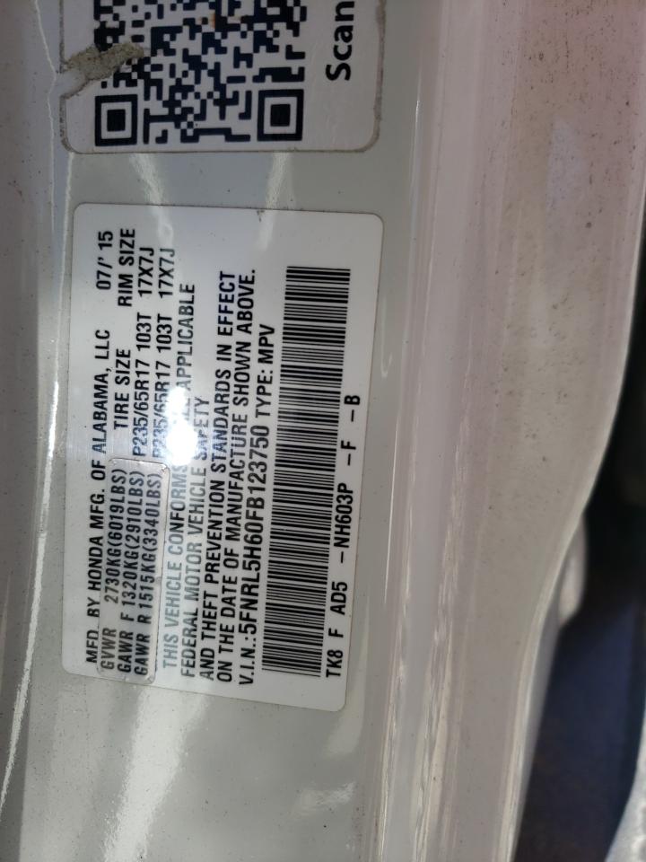 2015 Honda Odyssey Exl vin: 5FNRL5H60FB123750