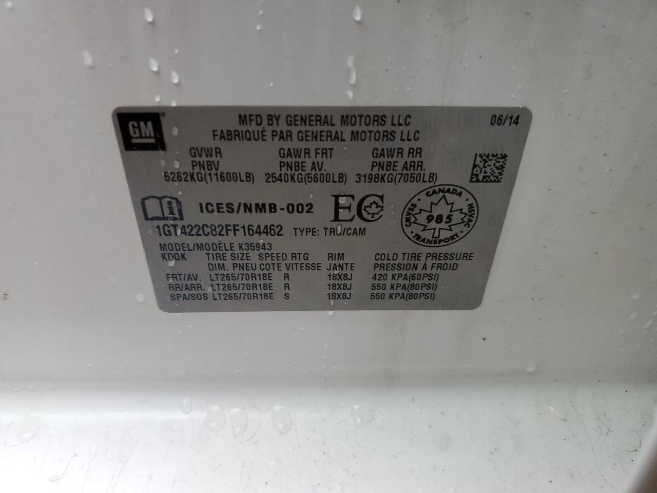 1GT422C82FF164462 2015 GMC Sierra K3500 Sle