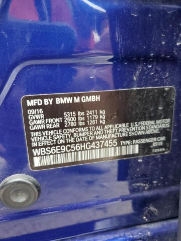 Lot #2485264872 2017 BMW M6 GRAN CO salvage car
