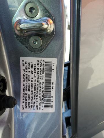 2019 Honda Civic Ex VIN: 19XFC1F37KE201252 Lot: 52414034
