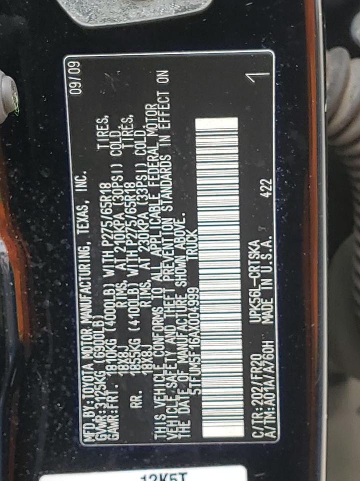 5TFUM5F16AX004999 2010 Toyota Tundra Double Cab Sr5