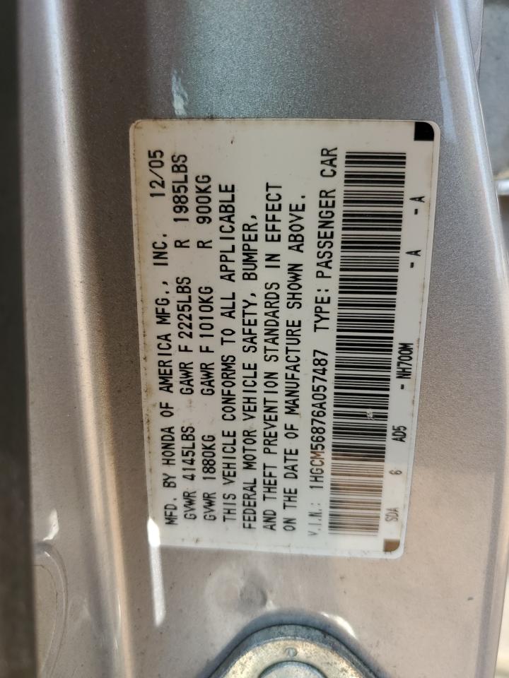 1HGCM56876A057487 2006 Honda Accord Ex