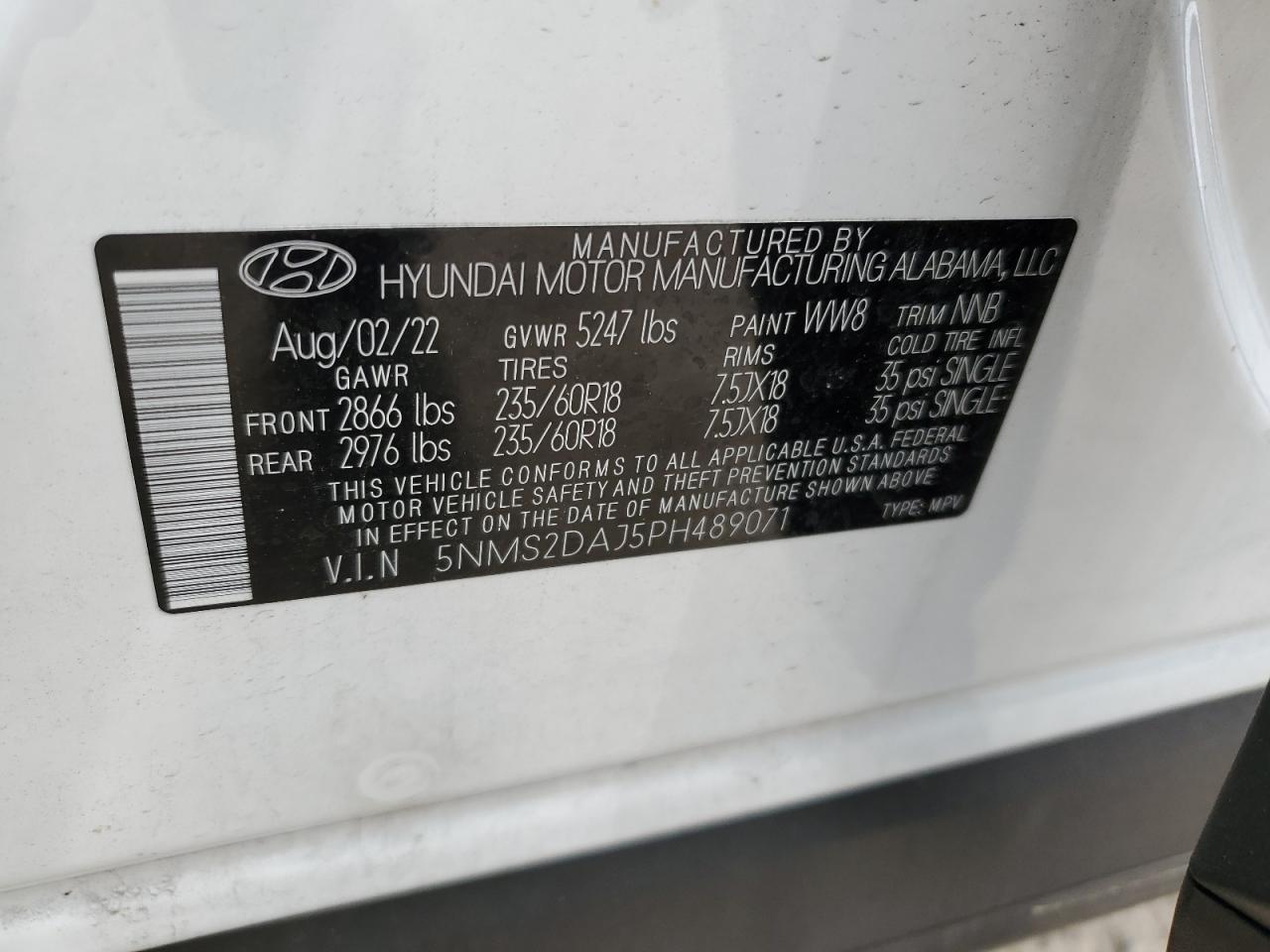 5NMS2DAJ5PH489071 2023 Hyundai Santa Fe Sel