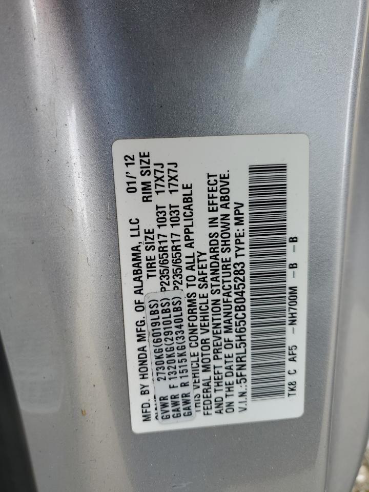 5FNRL5H65CB045283 2012 Honda Odyssey Exl