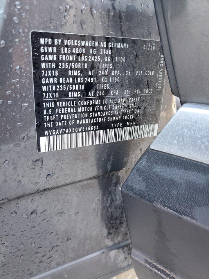 WVGAV7AX5GW576664 2016 Volkswagen Tiguan S