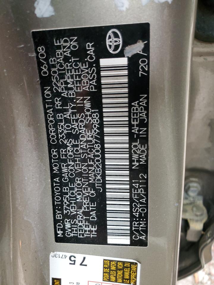 JTDKB20U087799881 2008 Toyota Prius