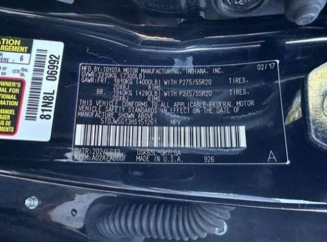 2017 TOYOTA SEQUOIA LI 5TDJW5G13HS151261