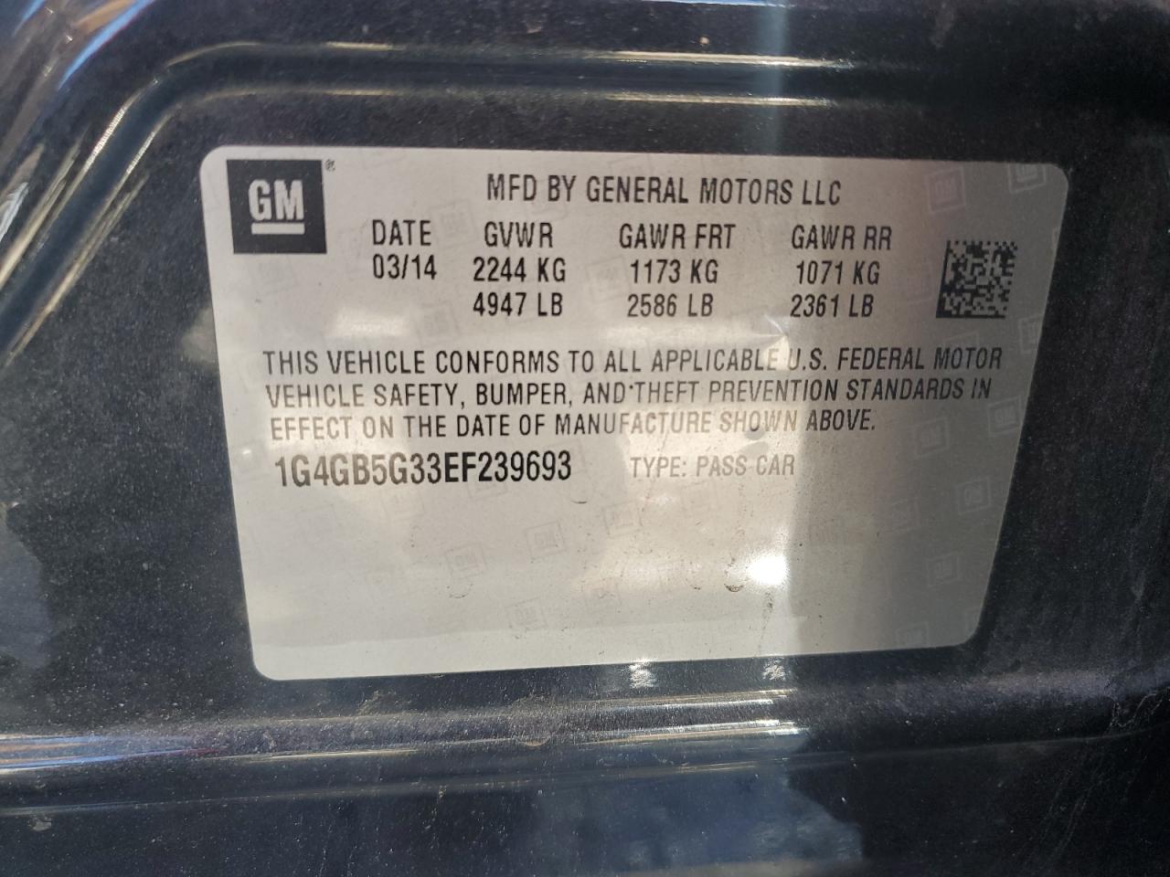 1G4GB5G33EF239693 2014 Buick Lacrosse