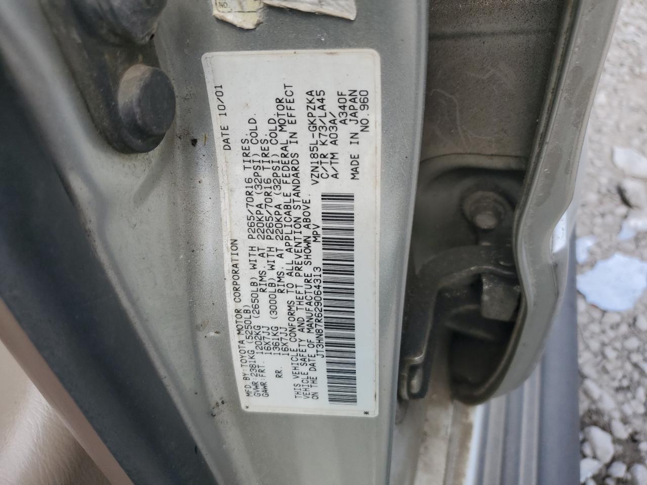 JT3HN87R629064313 2002 Toyota 4Runner Limited