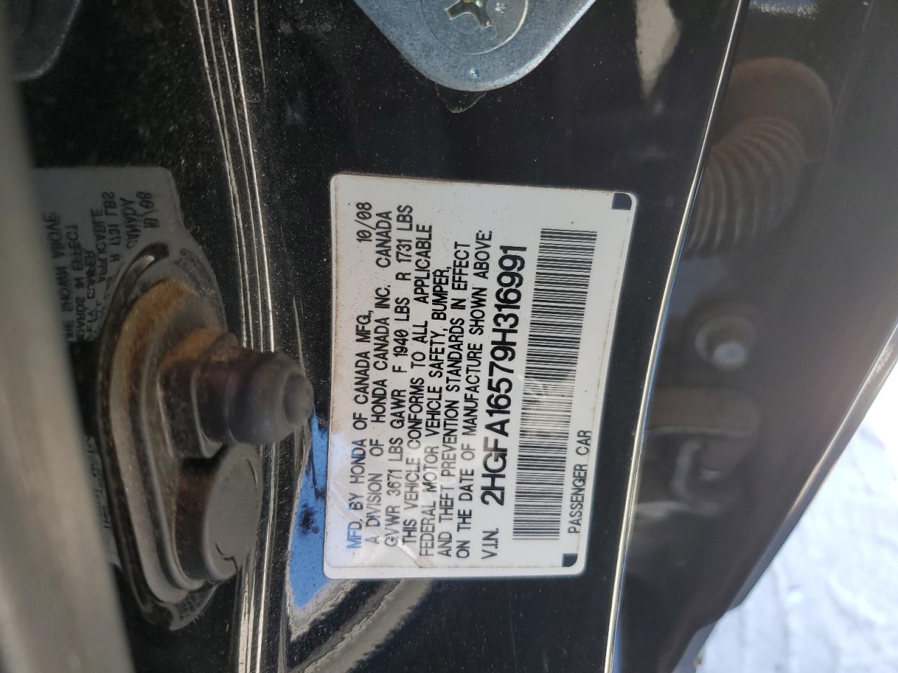 2HGFA16579H316991 2009 Honda Civic Lx