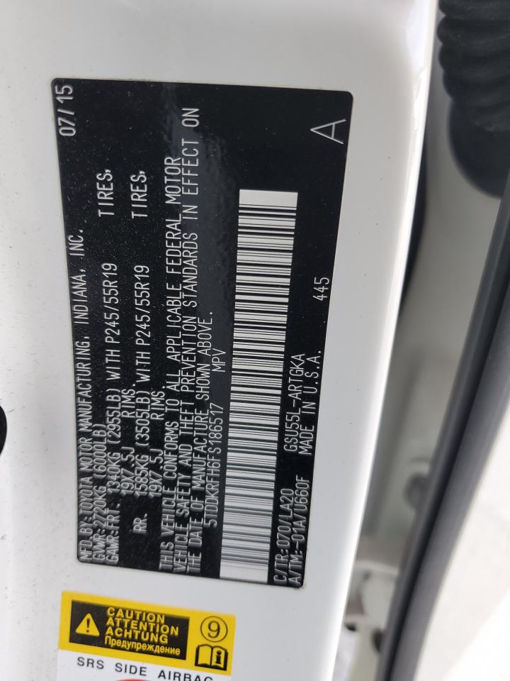 5TDDKRFH6FS186517 2015 Toyota Highlander Limited