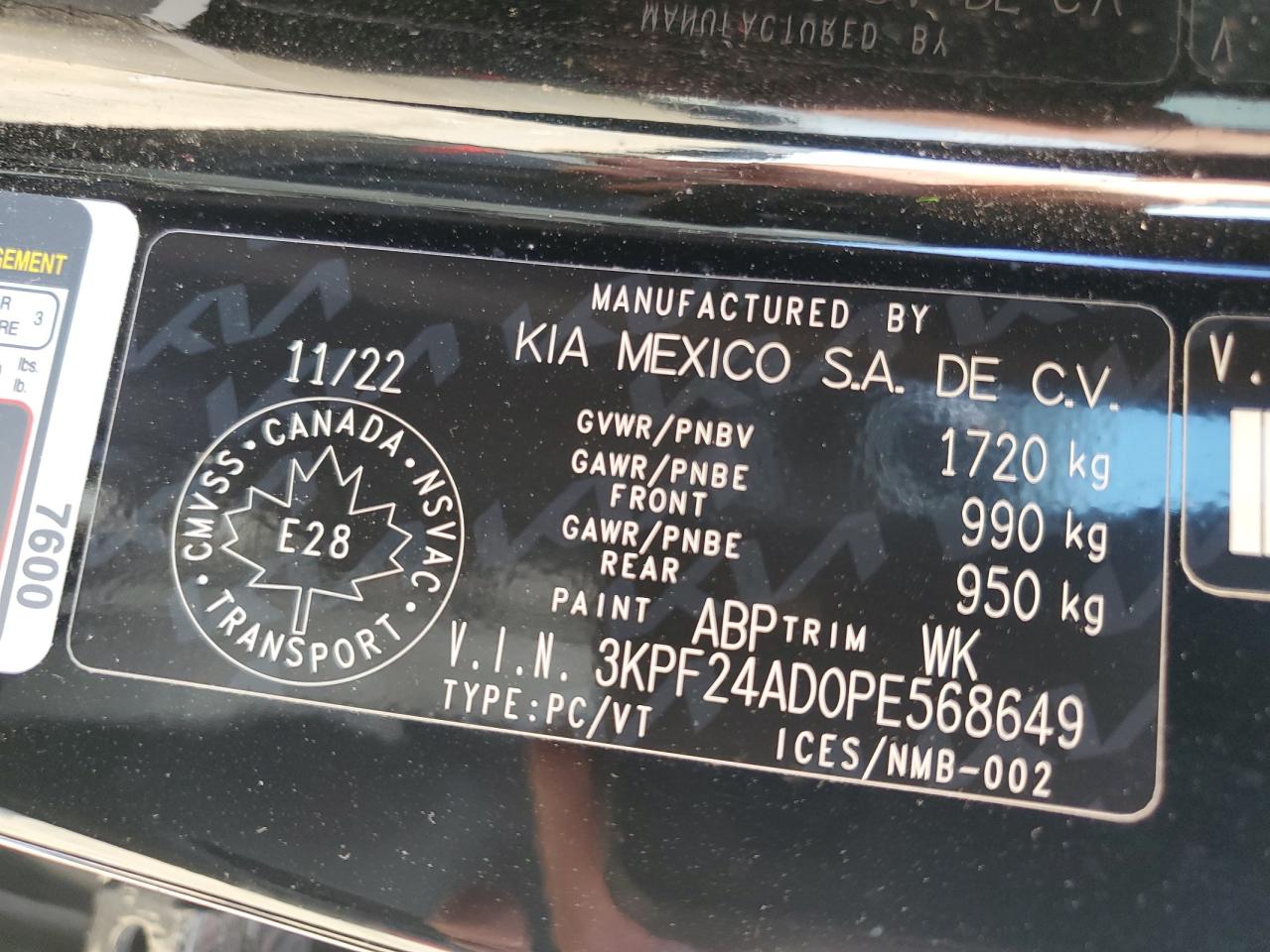 3KPF24AD0PE568649 2023 Kia Forte Lx